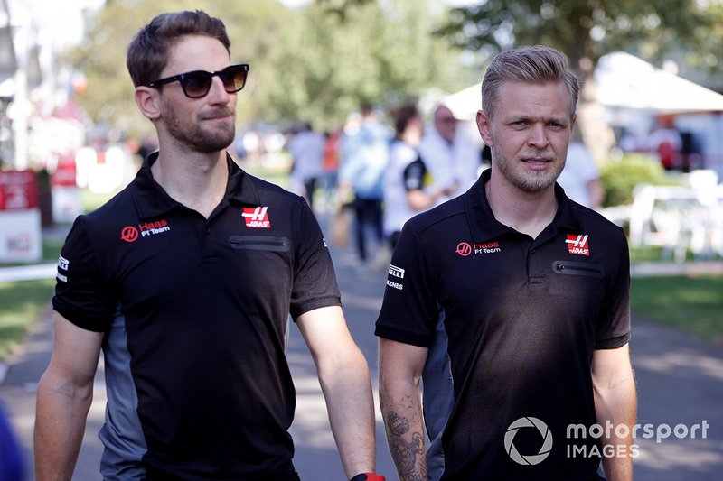 Romain Grosjean, Haas F1 Team y Kevin Magnussen, Haas F1