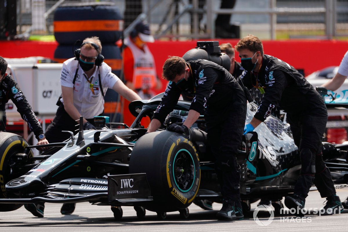 The car of Valtteri Bottas, Mercedes AMG F1 W11 on the grid