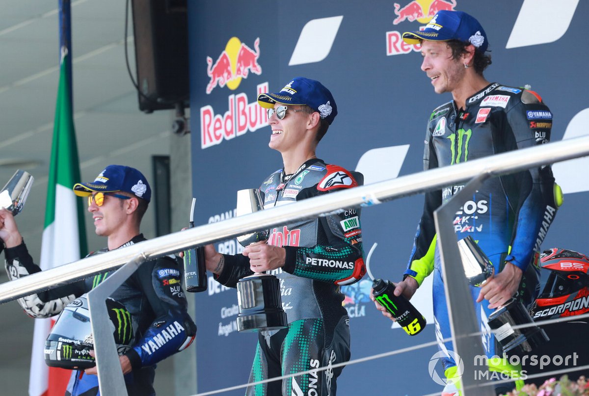 Maverick Vinales, Yamaha Factory Racing, Fabio Quartararo, Petronas Yamaha SRT,Valentino Rossi, Yamaha Factory Racing