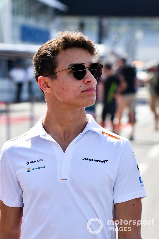 Lando Norris, McLaren walks the track