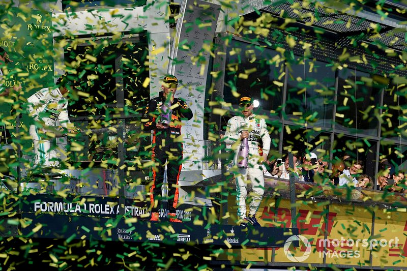 Podium: race winner, Valtteri Bottas, Mercedes AMG F1, second place Lewis Hamilton, Mercedes AMG F1 and third place Max Verstappen, Red Bull Racing celebrate