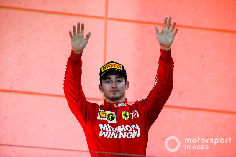 Charles Leclerc, Ferrari, terzo, sul podio