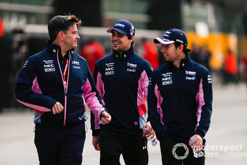 Lance Stroll, Racing Point, and Sergio Perez, Racing Point