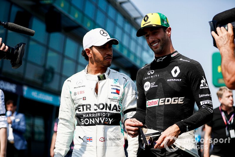 Lewis Hamilton, Mercedes AMG F1 et Daniel Ricciardo, Renault F1 Team