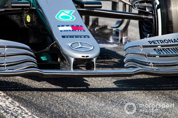 Nariz del auto de Lewis Hamilton, Mercedes AMG F1 W10