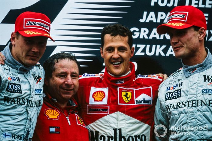 2000: 1. Michael Schumacher, 2. Mika Häkkinen, 3. David Coulthard