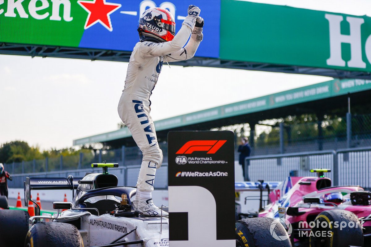 Ganador Pierre Gasly, AlphaTauri, celebra
