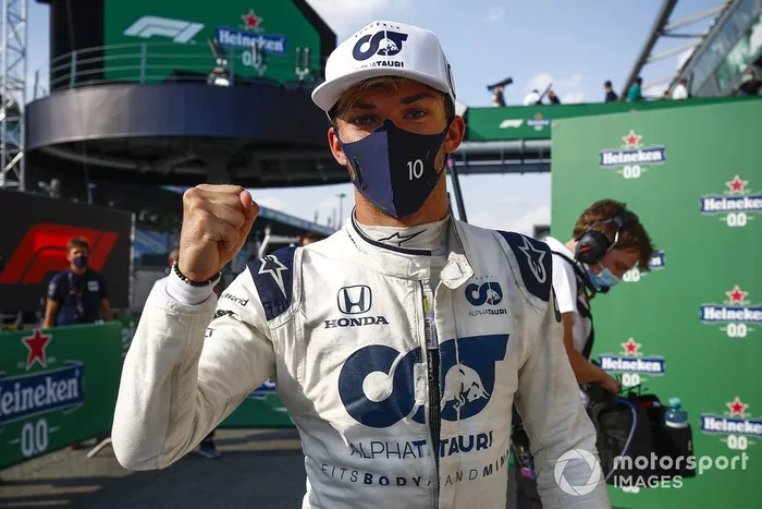 Ganador Pierre Gasly, AlphaTauri celebra