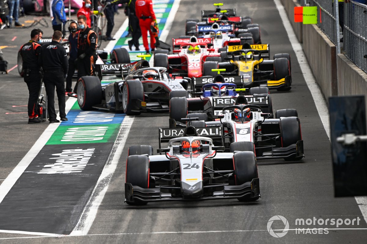 Nikita Mazepin, Hitech Grand Prix, Christian Lundgaard, ART Grand Prix, Luca Ghiotto, Hitech Grand Prix, Guanyu Zhou, UNI-Virtuosi, Mick Schumacher, Prema Racing