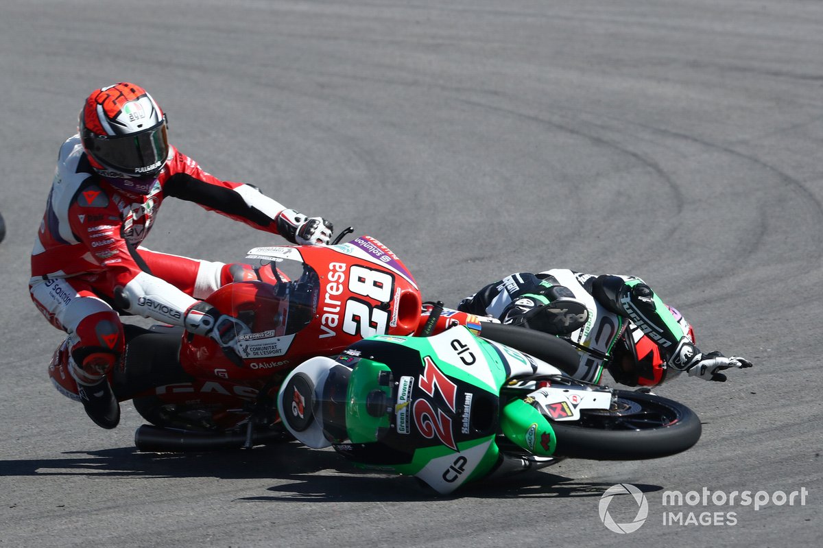 Izan Guevara, Aspar Team Moto3, Kaito Toba, Cip Green Power crash