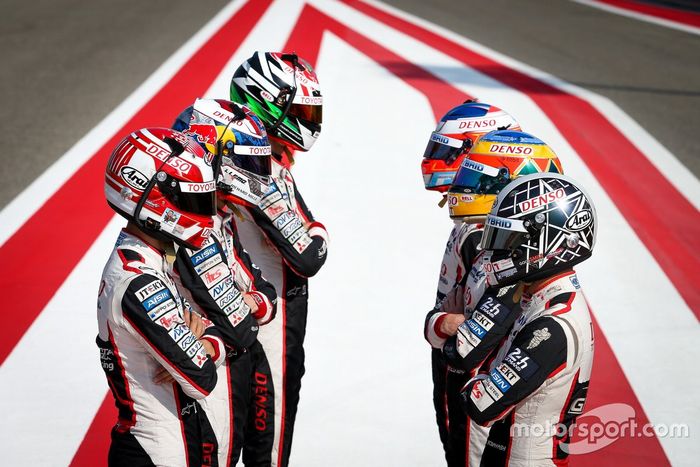 #7 Toyota Gazoo Racing Toyota TS050: Mike Conway, Kamui Kobayashi, José María López, #8 Toyota Gazoo Racing Toyota TS050: Sébastien Buemi, Kazuki Nakajima, Brendon Hartley