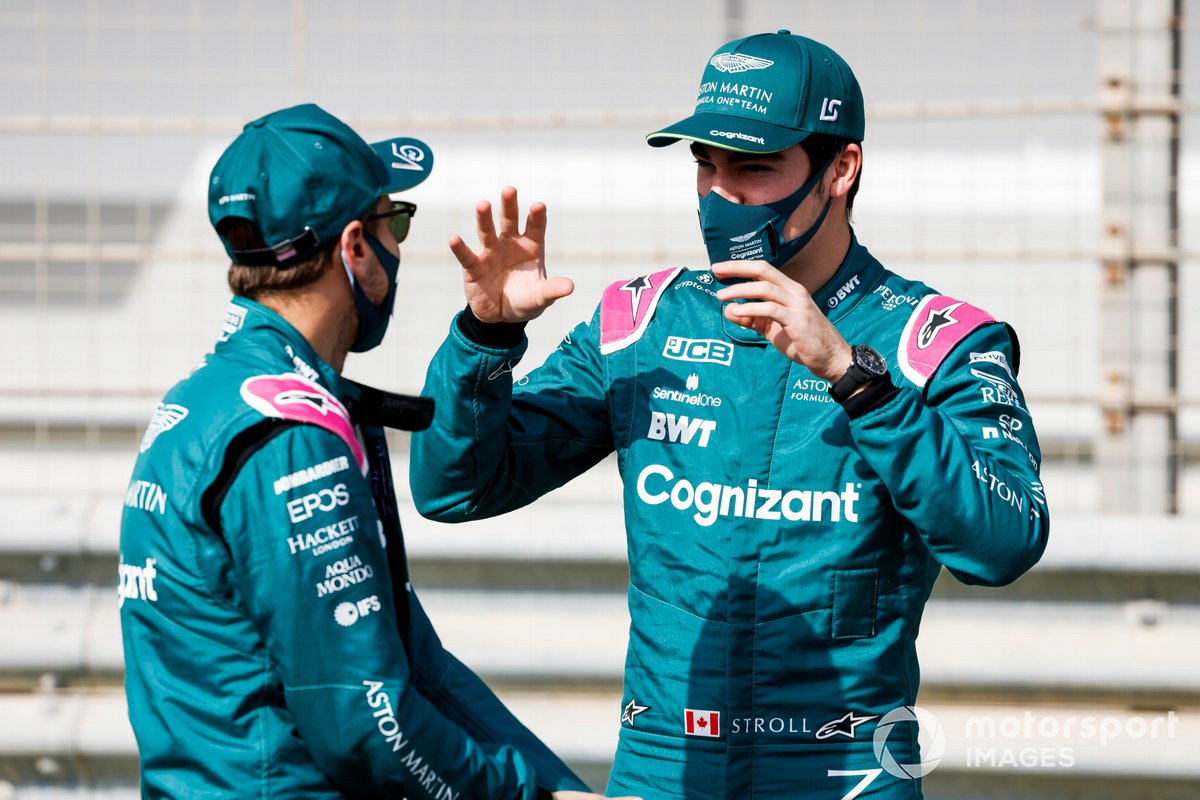 Lance Stroll, Aston Martin y Sebastian Vettel, Aston Martin