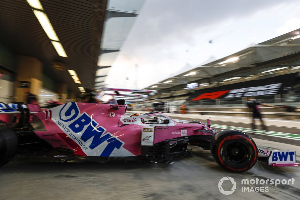 Sergio Perez, Racing Point RP20, esce dal garage