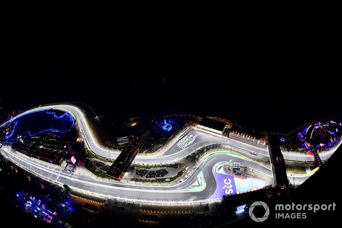 Vista aérea del circuito de Yeda por la noche