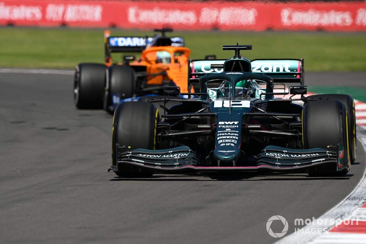 Lance Stroll, Aston Martin AMR21, Daniel Ricciardo, McLaren MCL35M