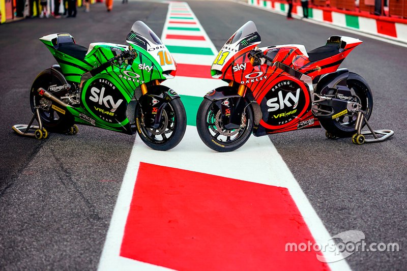 Livrea tricolore sulle moto di Luca Marini, Sky Racing Team VR46 e Nicolò Bulega, Sky Racing Team VR46