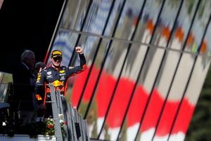 Race winner Max Verstappen, Red Bull Racing celebrates on the podium 