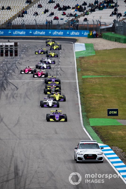 The Safety Car leads Sarah Moore