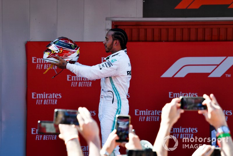 Lewis Hamilton, Mercedes AMG F1, 1st position, celebrates in Parc Ferme