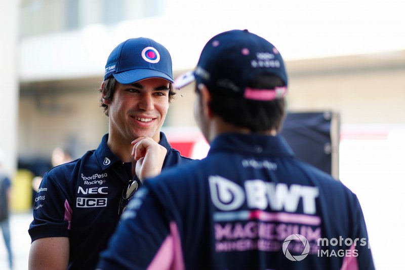 Lance Stroll, Racing Point, and Sergio Perez, Racing Point