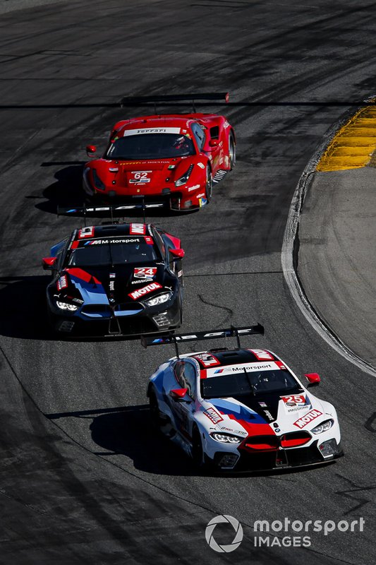 #25 BMW Team RLL BMW M8 GTE, GTLM: Connor De Phillippi, Philipp Eng, Bruno Spengler, Colton Herta, #24 BMW Team RLL BMW M8 GTE, GTLM: John Edwards, Augusto Farfus, Chaz Mostert, Jesse Krohn, #62 Risi Competizione Ferrari 488 GTE, GTLM: Daniel Serra, James Calado, Alessandro Pier Guidi, Davide Rigon