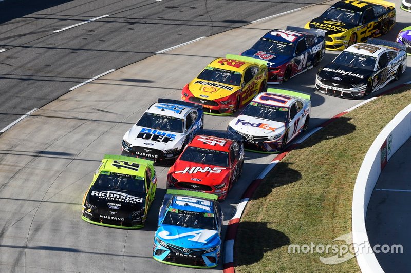 Martin Truex Jr., Joe Gibbs Racing, Toyota Camry Auto Owners Insurance, Ryan Blaney, Team Penske, Ford Mustang Menards/Richmond, Daniel Suarez, Stewart-Haas Racing, Ford Mustang Haas Automation, Clint Bowyer, Stewart-Haas Racing, Ford Mustang BlueDEF