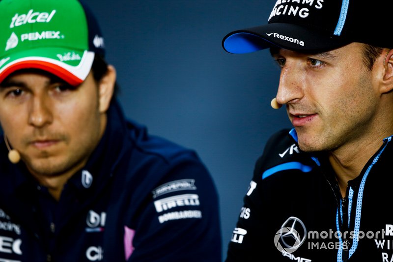 Sergio Perez, Racing Point anDrivers Robert Kubica, Williams Racing In the Press Conference