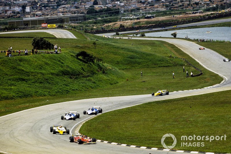 Gilles Villeneuve, Ferrari,  Jean-Pierre Jabouille, Renault, Didier Pironi, Ligier, Jacques Laffite, Ligier, René Arnoux, Renault