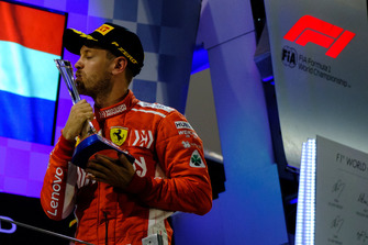 Sebastian Vettel, Ferrari celebrates his victory