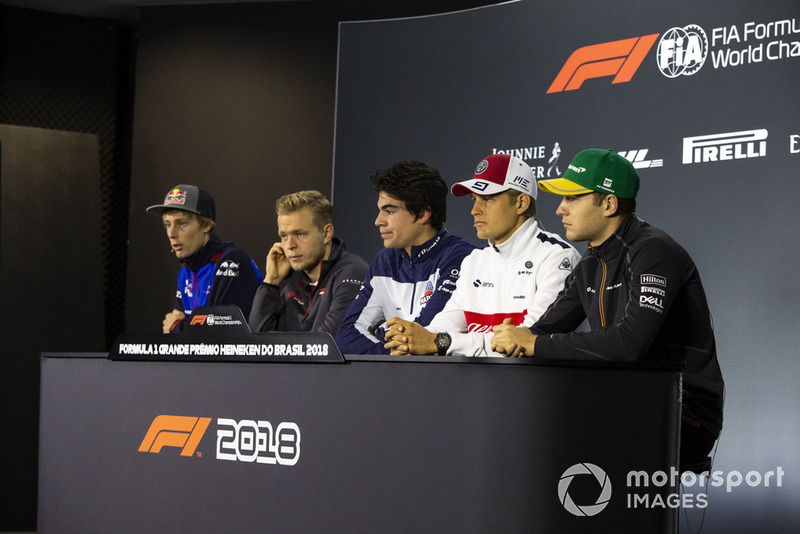 Brendon Hartley, Scuderia Toro Rosso, Kevin Magnussen, Haas F1 Team, Lance Stroll, Williams Racing, Marcus Ericsson, Sauber and Stoffel Vandoorne, McLaren in the press conference