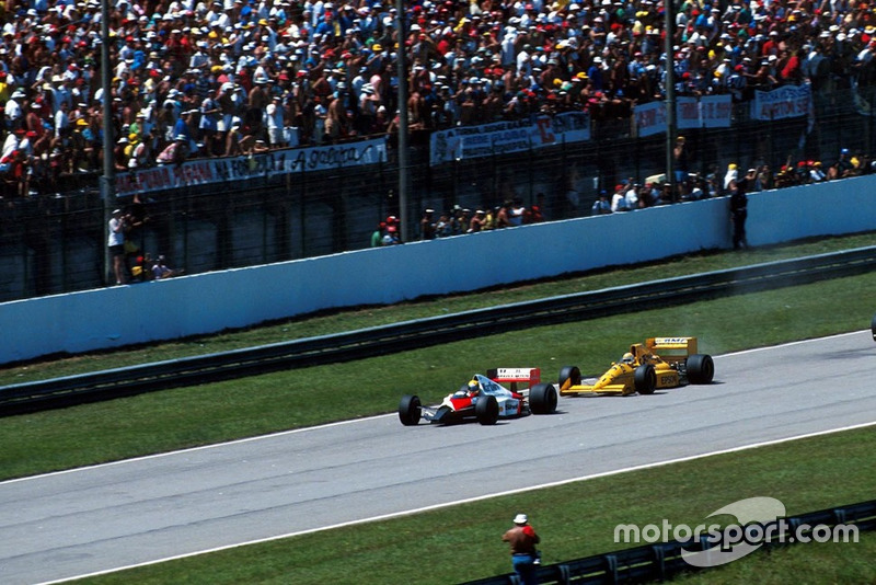 Ayrton Senna, McLaren MP4/5; Nelson Piquet, Lotus 101