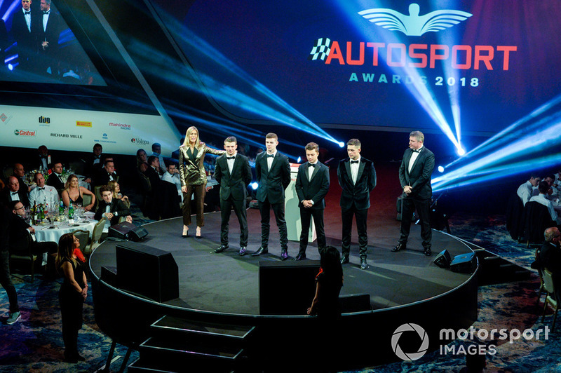 McLaren Autosport BRDC Award nominees Jamie Caroline, Tom Gamble, Max Fewtrell and Kiern Jewiss