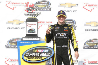 Justin Haley, GMS Racing, Chevrolet Silverado Fraternal Order Of Eagles celebrates in victory lane