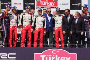 Podium: 2. Jari-Matti Latvala, Miikka Anttila, Toyota Gazoo Racing, Race Winner Ott Tänak, Martin Järveoja, Toyota Gazoo Racing, Recep Tayyip Erdoğan, President Of Turkey, 3. Hayden Paddon, Sebastian Marshall, Hyundai Motorsport, Jean Todt, FIA President