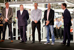 Red Bull Racing Team Principal Christian Horner talks on stage with Adrian Newey, the Chief Technica