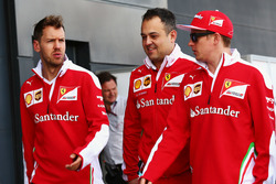 (L to R): Sebastian Vettel, Ferrari with Diego Ioverno, Ferrari Operations Director and Kimi Raikkonen, Ferrari