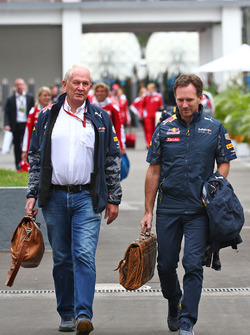 (L to R): Dr Helmut Marko, Red Bull Motorsport Consultant with Christian Horner, Red Bull Racing Team Principal