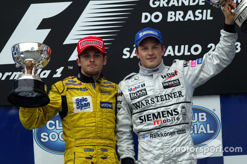 Podium : Giancarlo Fisichella, Jordan et Kimi Raikkonen, McLaren