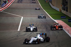Felipe Massa, Williams FW38, Valtteri Bottas, Williams FW38 and Kimi Raikkonen, Ferrari SF16-H
