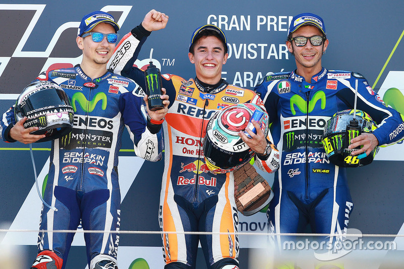 2016. 1. Marc Márquez, 2. Jorge Lorenzo, 3. Valentino Rossi