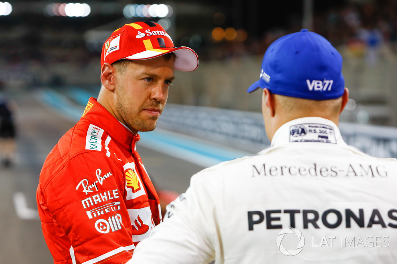 Sebastian Vettel, Ferrari con Valtteri Bottas, Mercedes AMG F1