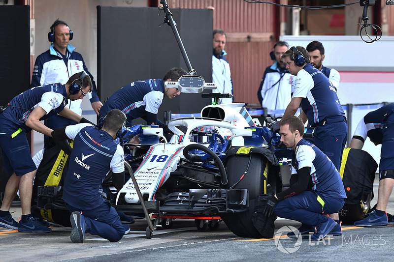 Lance Stroll, Williams FW41 pit stop
