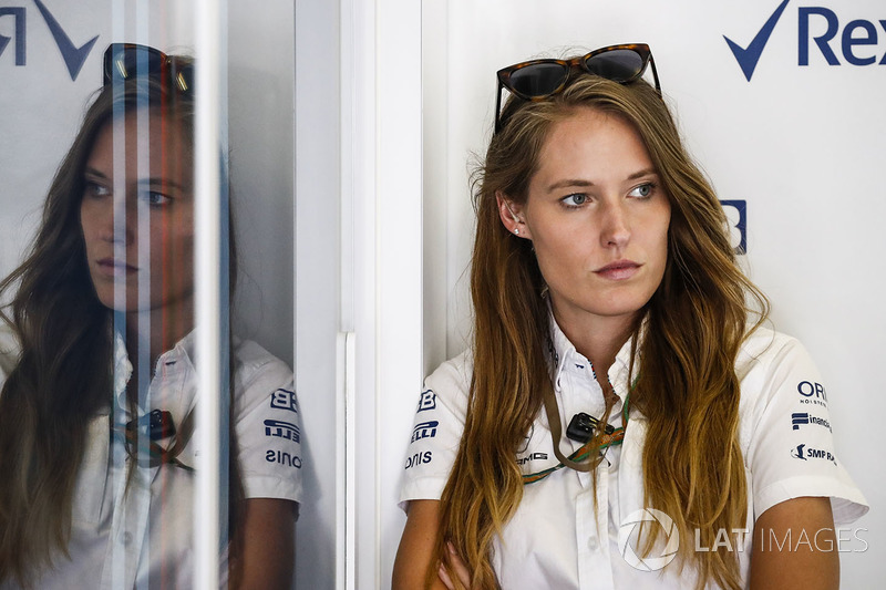 A Williams team member in the garage