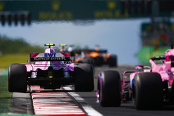 Esteban Ocon, Force India VJM11, leads Sergio Perez, Force India VJM11