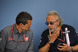Guenther Steiner, Team Prinicipal, Haas F1 Team and Dr. Vijay Mallya, Force India Formula One Team Owner in the Press Conference