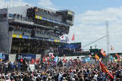 Overall podium: winners Sébastien Buemi, Kazuki Nakajima, Fernando Alonso, Toyota Gazoo Racing, second place Mike Conway, Kamui Kobayashi, Jose Maria Lopez, third place Mathias Beche, Gustavo Menezes, Thomas Laurent, Rebellion Racing