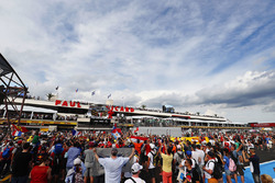 Max Verstappen, Red Bull Racing, 2nd position, Ron Meadows, Sporting Director, Mercedes AMG, Lewis Hamilton, Mercedes AMG F1, 1st position, and Kimi Raikkonen, Ferrari, 3rd position, on the podium
