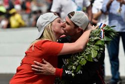 Will Power and Liz Power celebrate the win at the yard of bricks, Team Penske Chevrolet