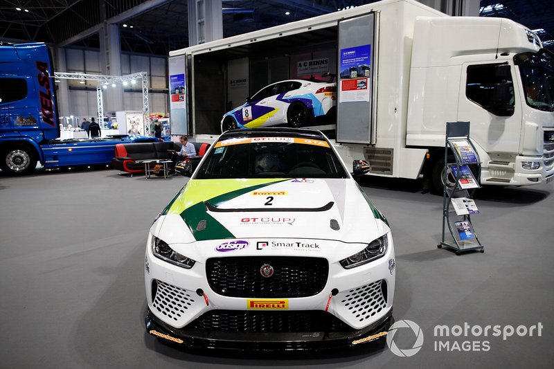 A Jaguar car on display at Autosport International 2020