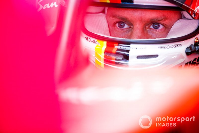 Sebastien Vettel, Ferrari SF1000 in the garage